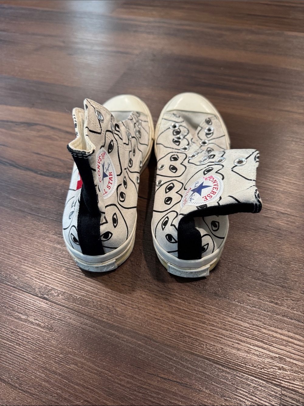 COMME des GARÇONS PLAY x Converse Chuck 70 Heart Print Sneakers Size 5.5 - Picture 4 of 13